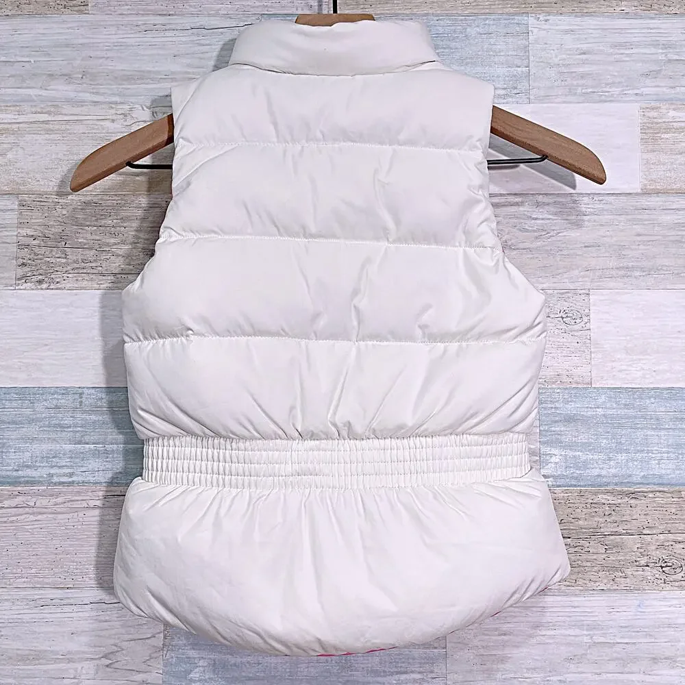 Ralph Lauren Reversible Down Puffer Vest White Pink Insulated Girls 6